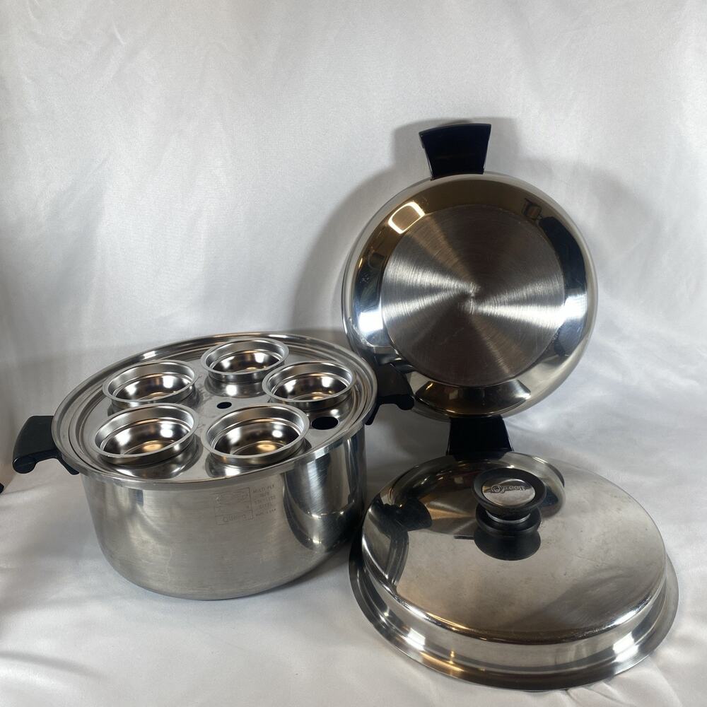 Amway Queen Multi-Ply 18/8 Stainless Steel 6 Qt Stockpot Dome Lid & Egg Poacher